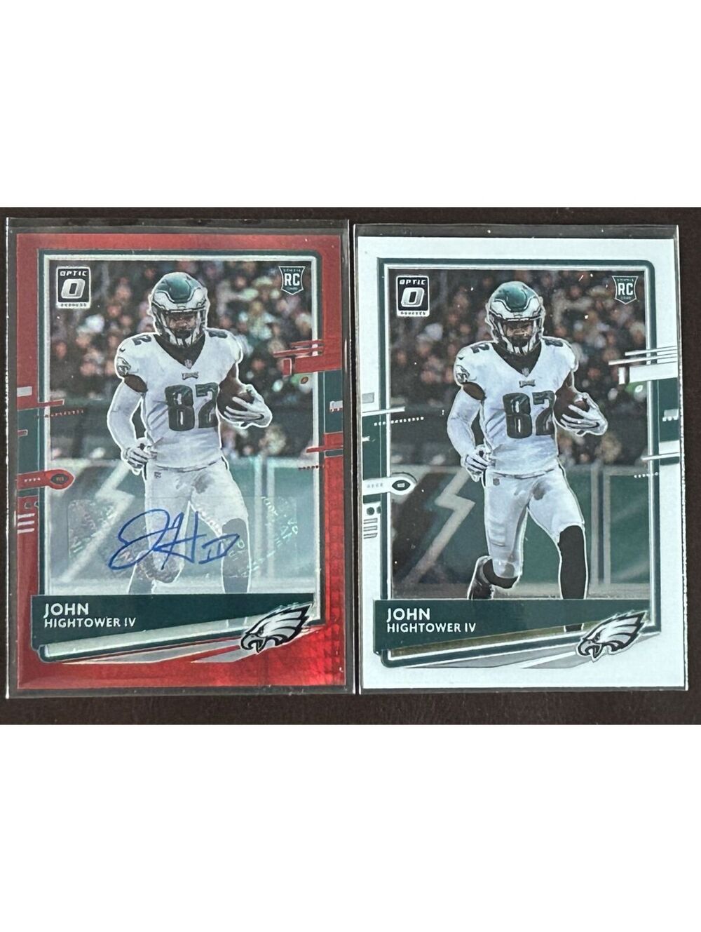 2020 NFL WR JOHN HIGHTOWER RC PANINI DONRUSS OPTIC RED HYPER AUTO + BASE RC NM